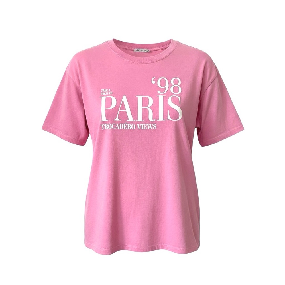 Zara Paris ’98 Graphic Tee French Girl Aesthetic Pink T-Shirt Size L